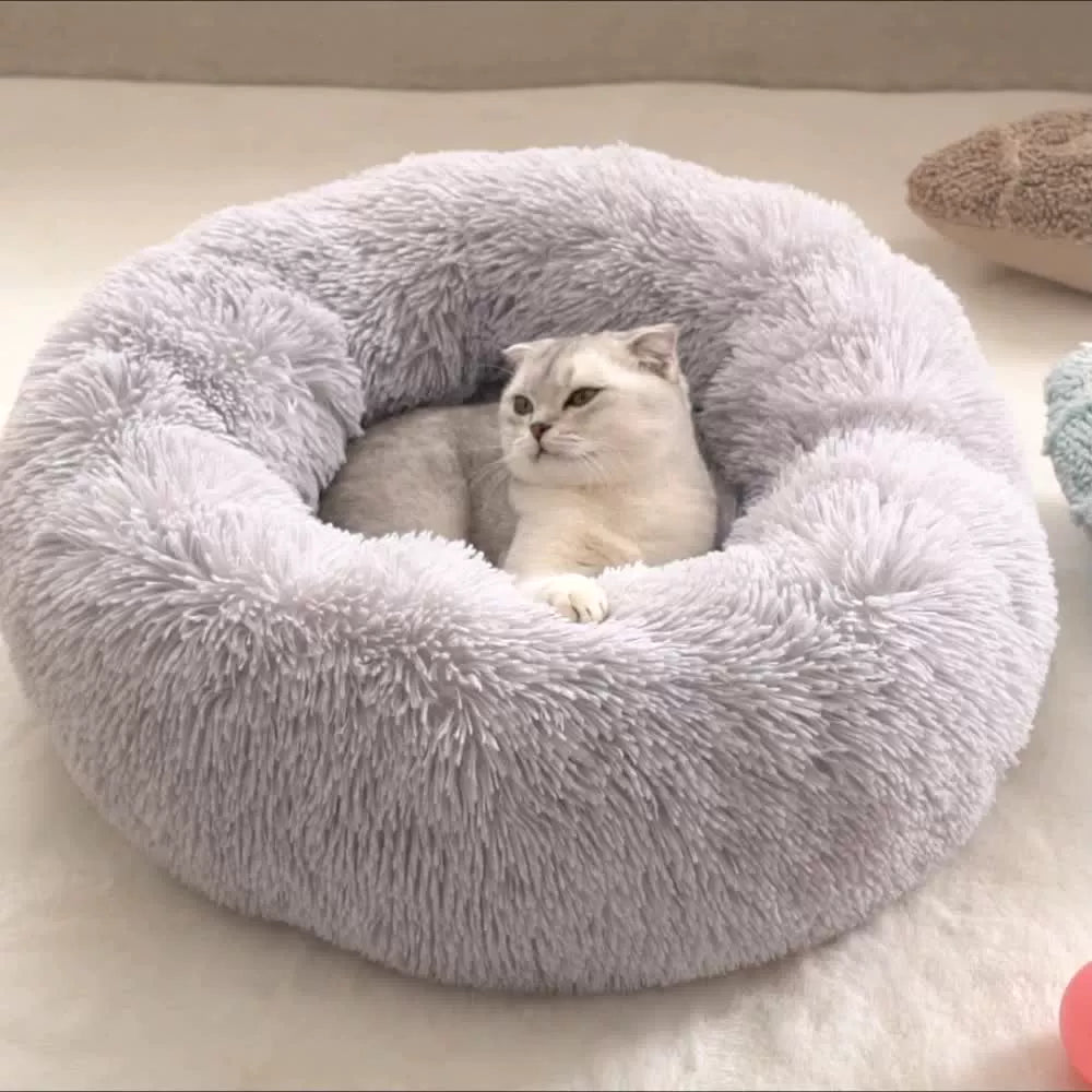 Dog cat kennel plush round pet bed winter cushion mattress supplies wholesale